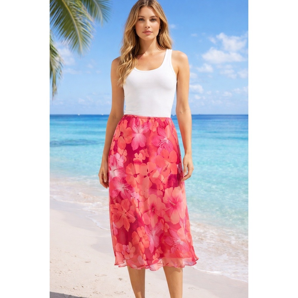 Gasco Floral Midi Skirt Womens Sz 14/16 Boho Fairycore Cottagecore Summer Beach